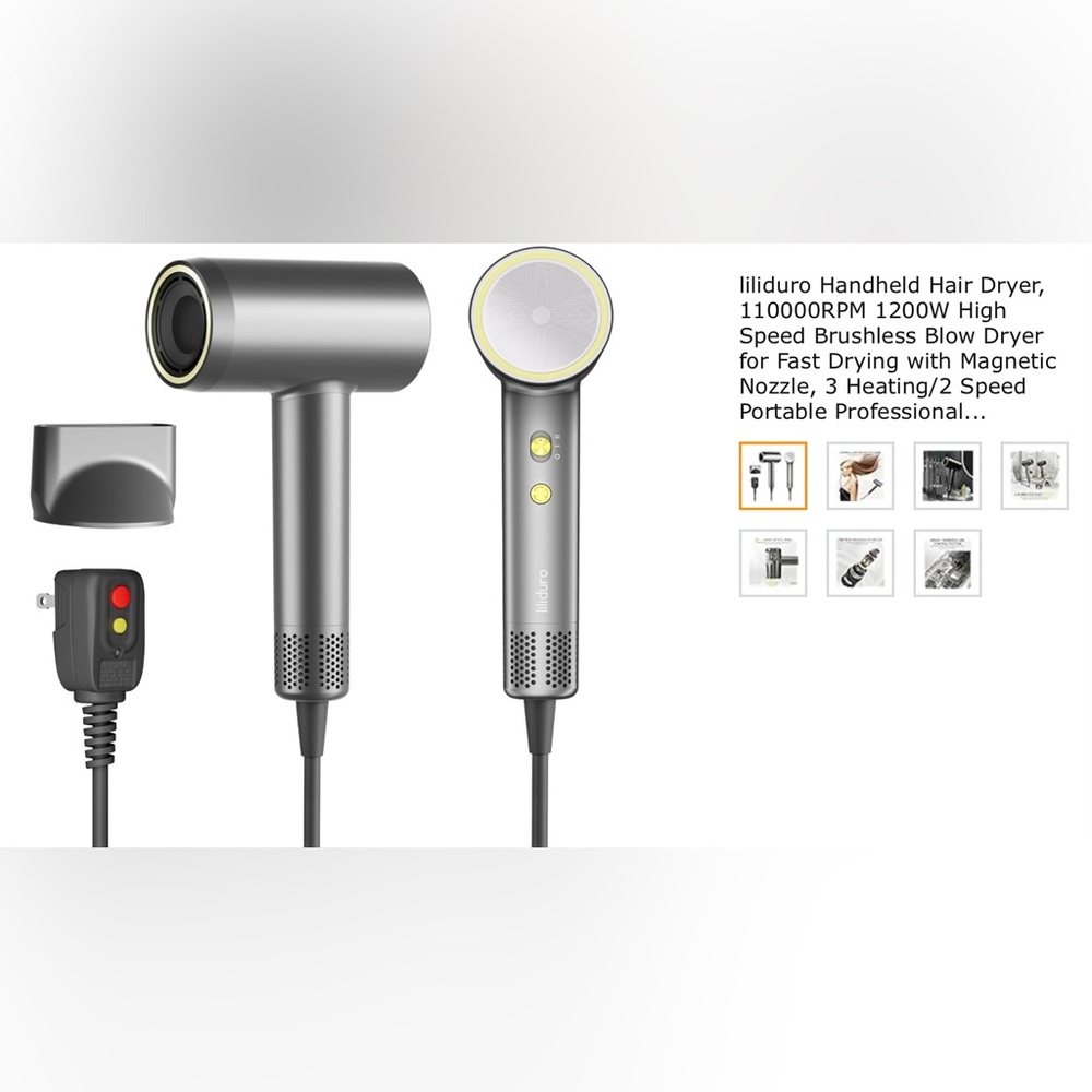 Handheld Hair Dryer, 110000RPM 1200w Heating/2 Speed Portable Professional Salon